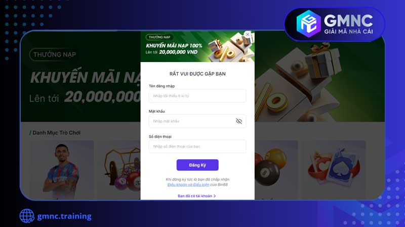 Chỉ bạn cách tạo tài khoản tại Bin88