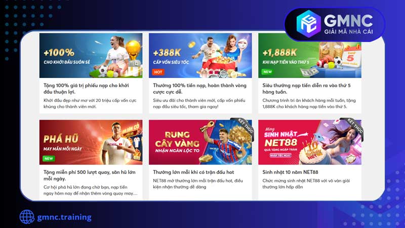 Net88 có nhiều khuyến mãi khủng