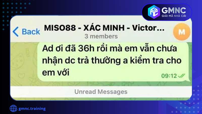 CSKH Mis88 lừa đảo trốn tránh không trả lời user